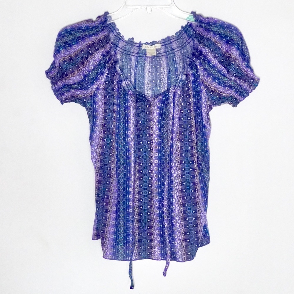 Belle Du Jour Relaxed Boho Tie Front Blouse Hippie